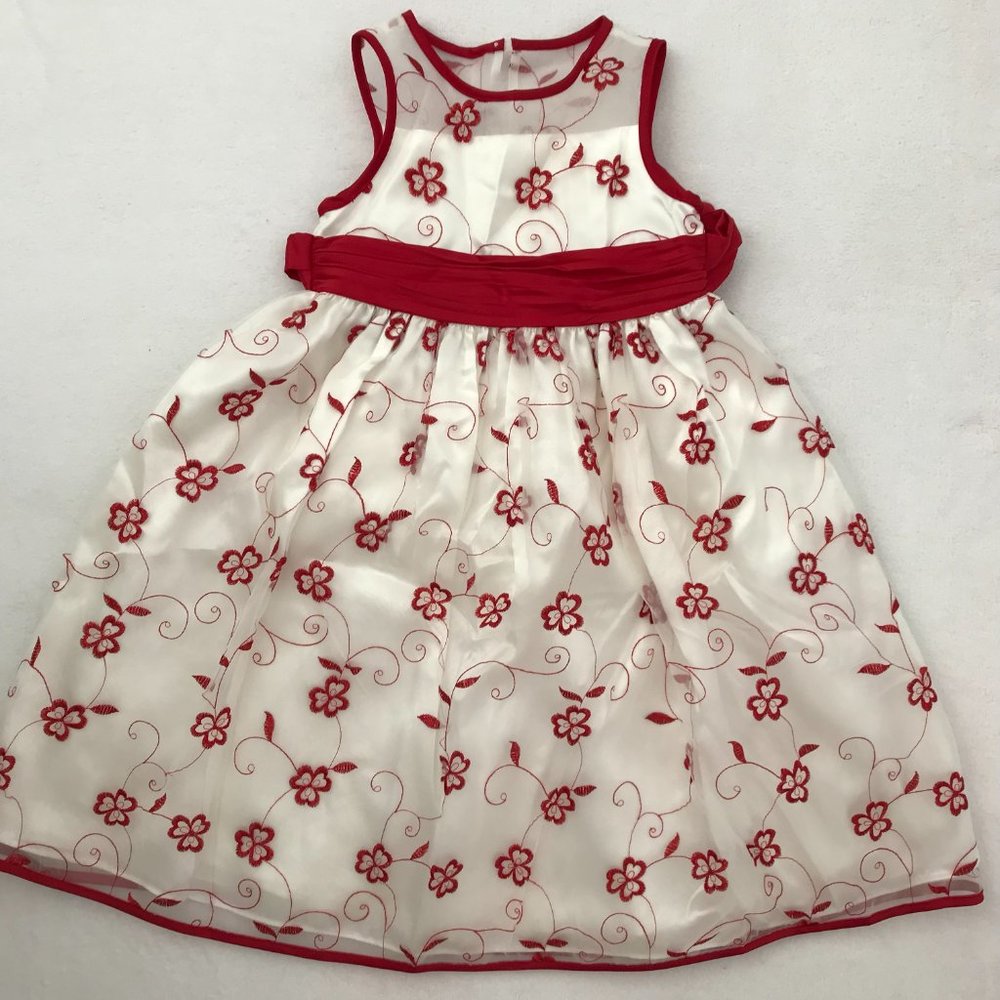 Bonnie Jean, Girls Red Flower Dress, Age 4 (4T)